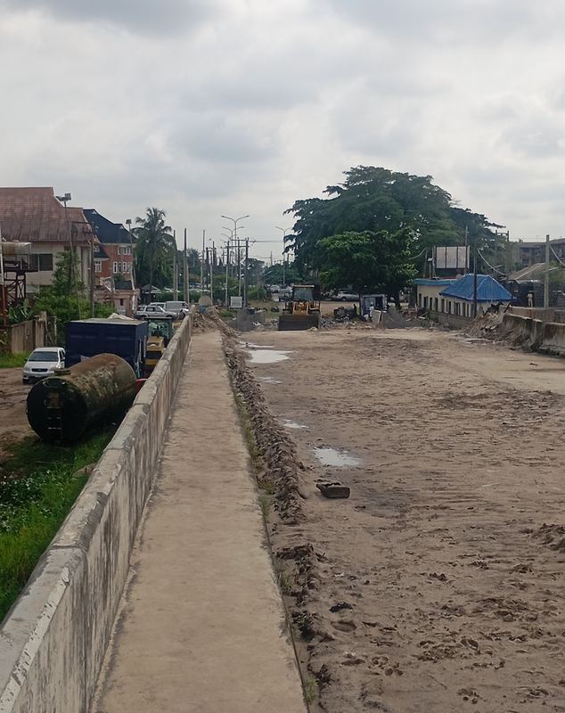 Completed concrete-lined channel