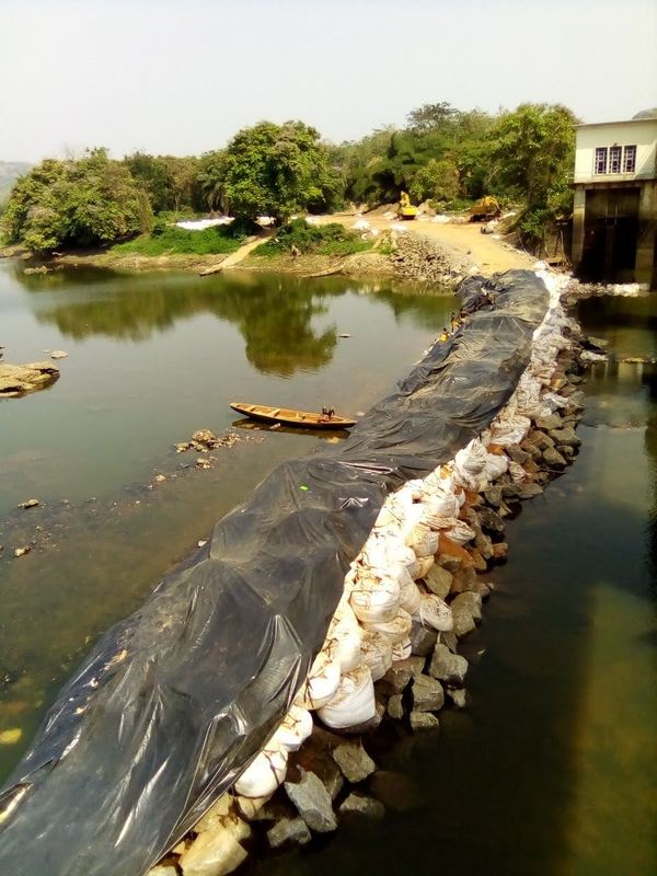 Temporary crossing viewed from the upstream bank