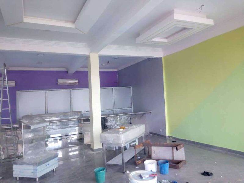 Retail interior, ceiling and lighting complete