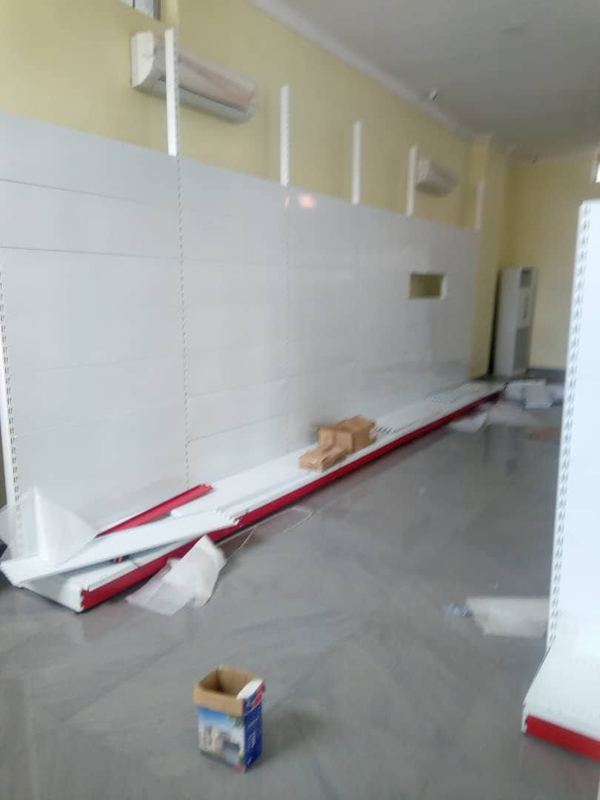 Shelving system being installed