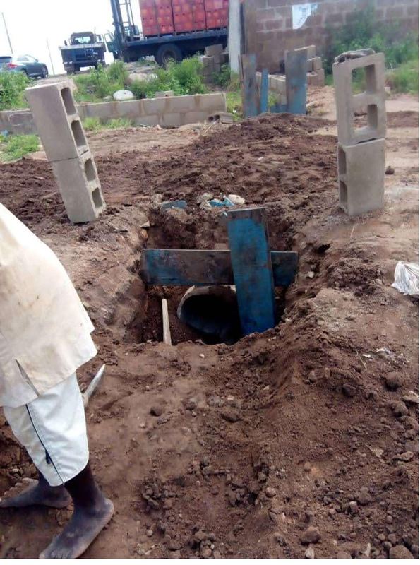 Pipe crossing set into the excavation