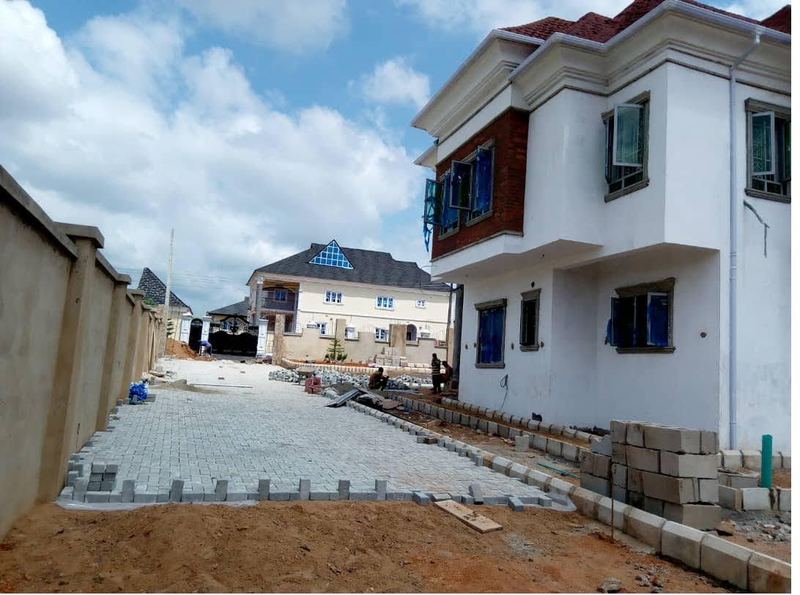 Boundary wall and driveway to the units
