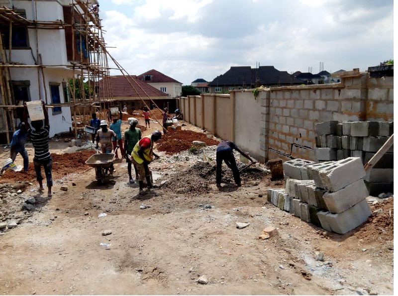 Setting out the forecourt slab