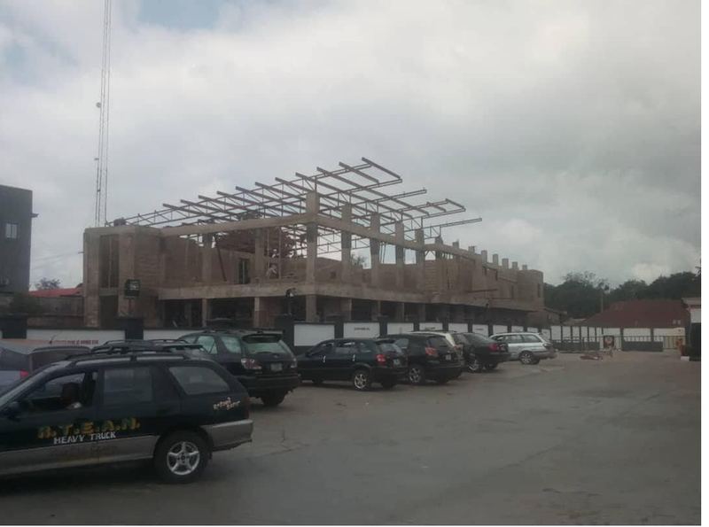 Completed frame awaiting sheeting