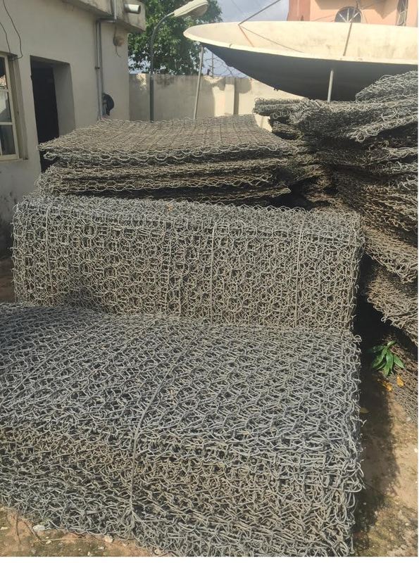 Mattress units staged at the works compound