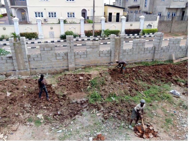 Site clearance and boundary wall construction