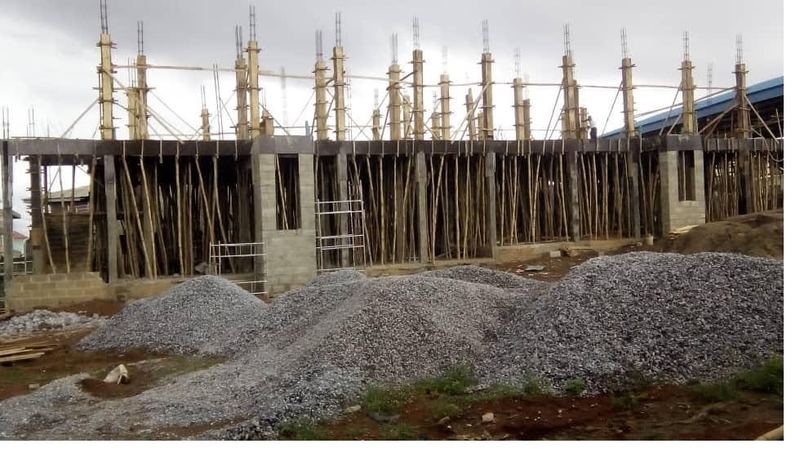 Column formwork and props across the ground floor