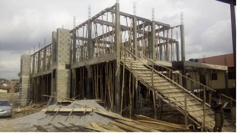 External stair and frame during construction