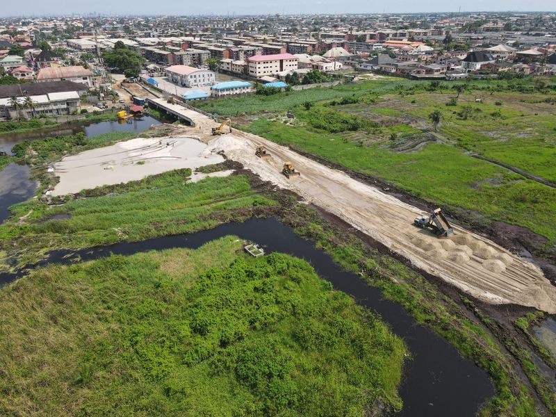 Aerial view of land reclamation works by Artizanni in Lagos