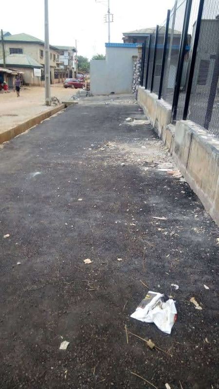 Completed access road and drainage line