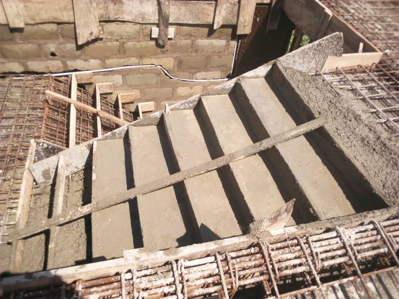 Rib-and-block floor system under construction